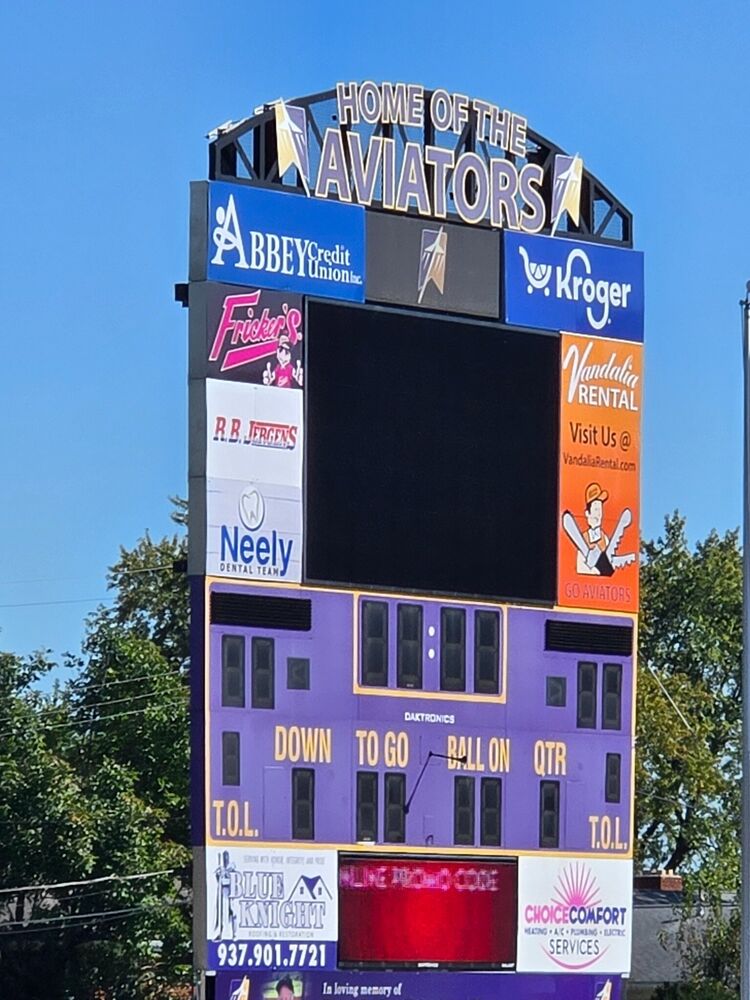 Butler Aviators football scoreboard
