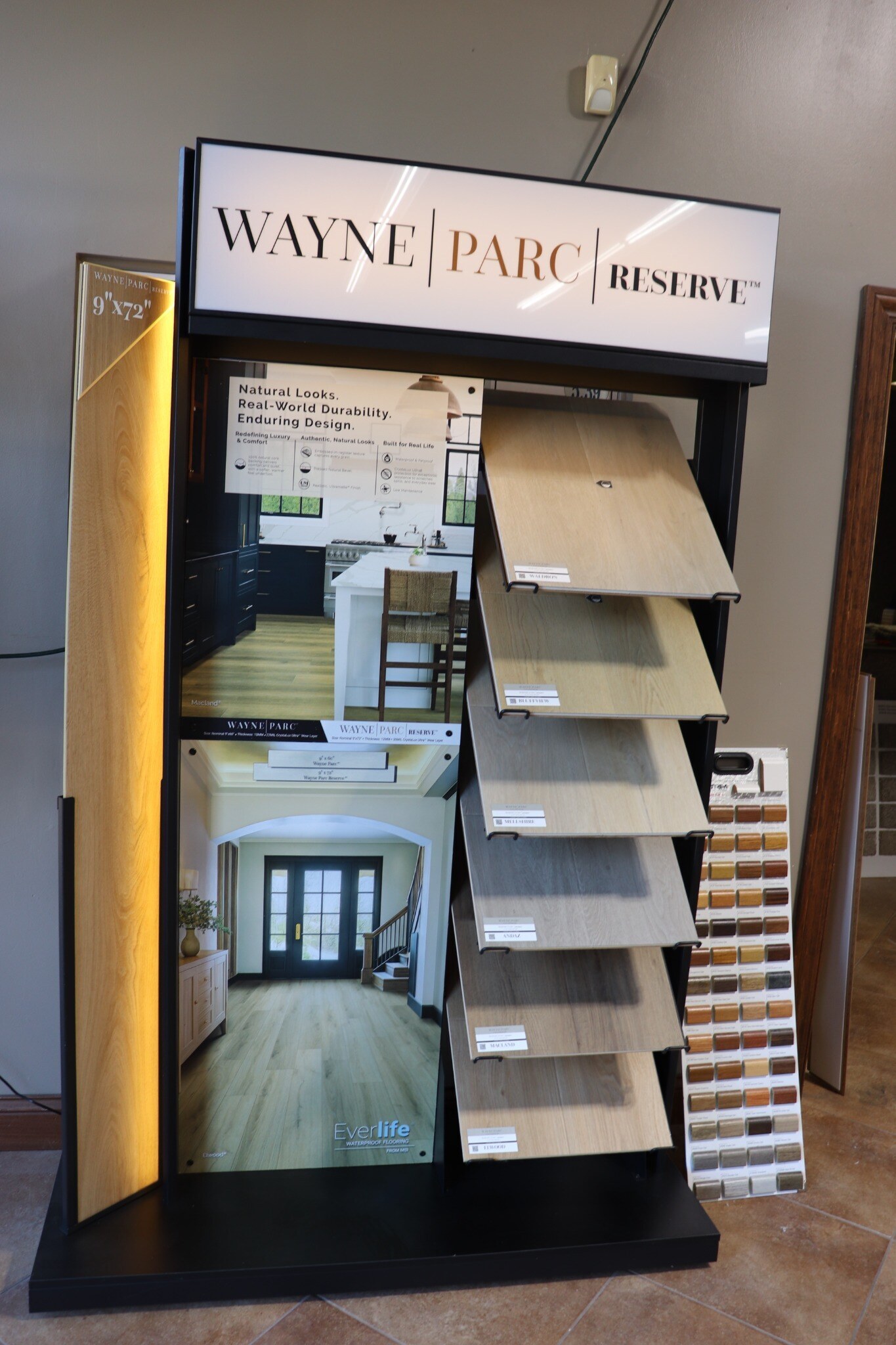 Carpet and waterproof flooring displays
